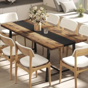 70.9" Rectangular Kitchen Dining Table with Steel Legs