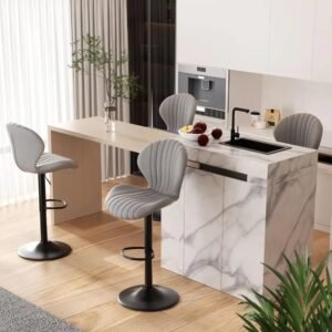 Bar Stool Set of 4 with Swivel & High Backrest