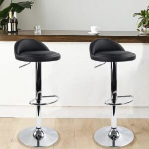 PU Leather Bar Stool with Swivel and Backrest